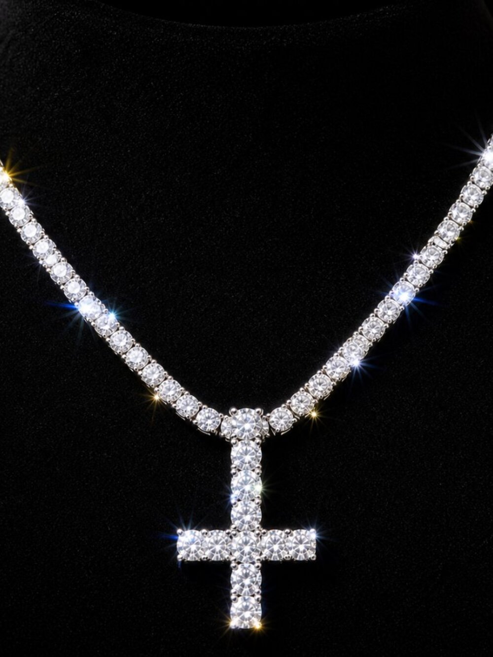 Upside Down Cross Necklace Opium Hip Hop Chain Inverted Cross.